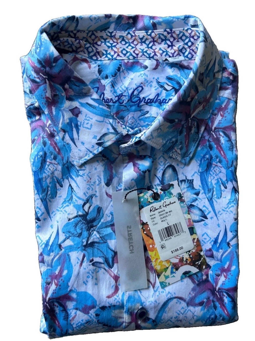 Robert Graham Blue and Purple Floral Button-Down Shirt